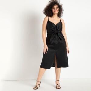 NWT Eloquii black midi dress tie front adjustable straps Plus Size 24